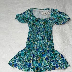 Zara mini dress.  Multicolored with puff sleeves